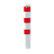 Barrier bollard | Steel tube  193 x 3.6 mm | stationary | for setting in concrete | hot-dip galvanized and white coatedwith three red reflecting stripes | total length: 1500 mm | with welded steel cap